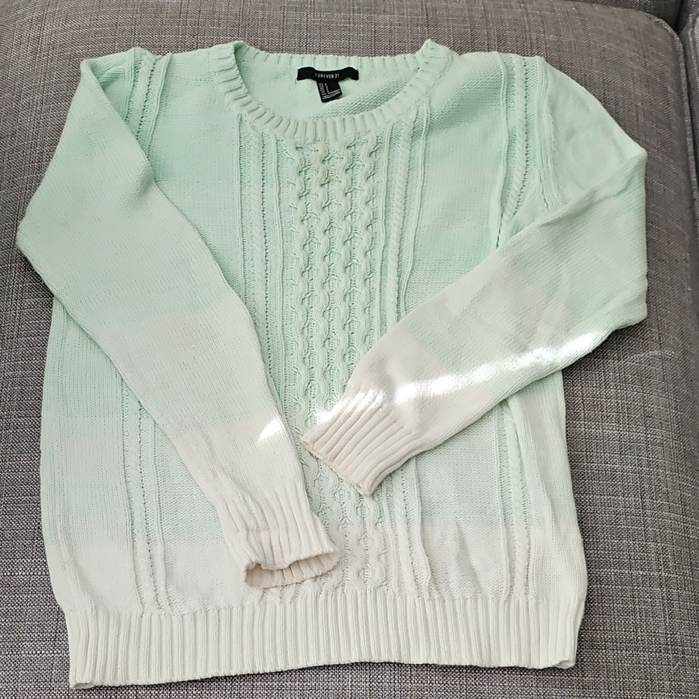 Mint Green Cable Knit Sweater